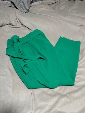 {Express} Emerald Green Tie-Waist High Rise Ankle Pant